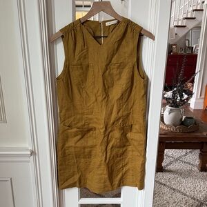 Doen Mustard Linen Mini Dress